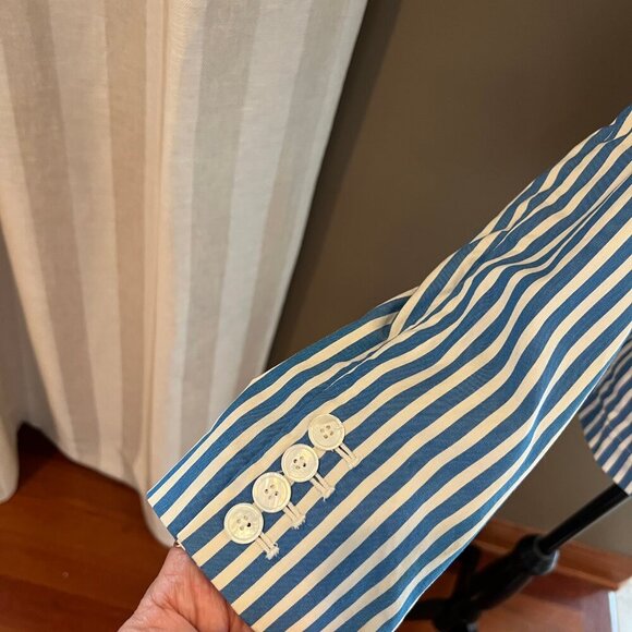 VINTAGE Ralph Lauren 100% Cotton Blue& White Blazer, Size 8 - Picture 3 of 8